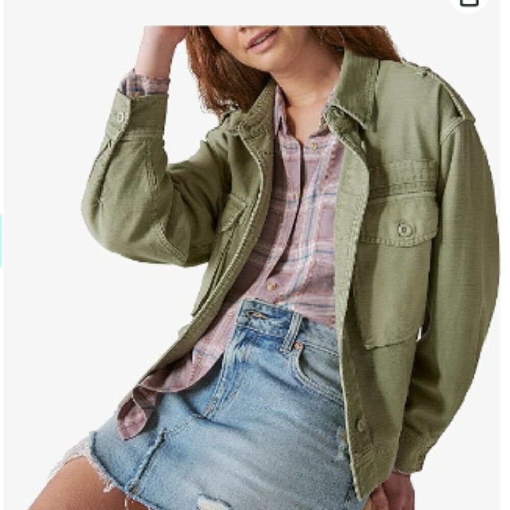 Lucky Brand Women's Cropped Twill Utility Jacket Size XS - Picture 4 of 12